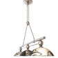 Meyda Lighting Deco Ball 70" 3-Light Brushed Nickel Noir Swirl Island Pendant Light With Black Swirl Shade Glass
