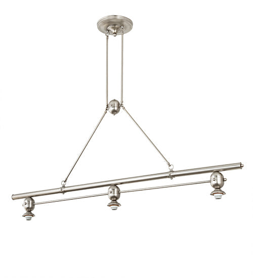 Meyda Lighting Deco Ball 70" 3-Light Brushed Nickel Noir Swirl Island Pendant Light With Black Swirl Shade Glass