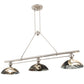 Meyda Lighting Deco Ball 70" 3-Light Brushed Nickel Noir Swirl Island Pendant Light With Black Swirl Shade Glass