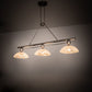 Meyda Lighting Deco Ball 70" 3-Light Nickel Island Pendant Light With Beige Cognac Swirl Shade Glass