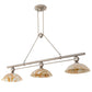 Meyda Lighting Deco Ball 70" 3-Light Nickel Island Pendant Light With Beige Cognac Swirl Shade Glass