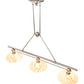 Meyda Lighting Deco Ball 70" 3-Light Nickel Island Pendant Light With Beige Cognac Swirl Shade Glass
