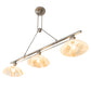 Meyda Lighting Deco Ball 70" 3-Light Nickel Island Pendant Light With Beige Cognac Swirl Shade Glass