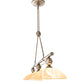 Meyda Lighting Deco Ball 70" 3-Light Nickel Island Pendant Light With Beige Cognac Swirl Shade Glass