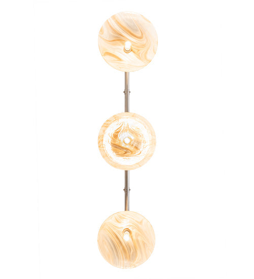 Meyda Lighting Deco Ball 70" 3-Light Nickel Island Pendant Light With Beige Cognac Swirl Shade Glass