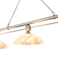 Meyda Lighting Deco Ball 70" 3-Light Nickel Island Pendant Light With Beige Cognac Swirl Shade Glass