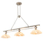 Meyda Lighting Deco Ball 70" 3-Light Nickel Island Pendant Light With Beige Cognac Swirl Shade Glass