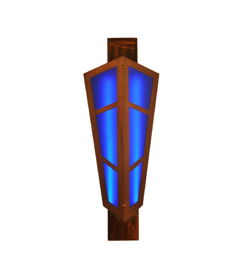 Meyda Lighting Deep Polaris 17" LED Transparent Copper Wall Sconce With Blue Sapphire Idalight Shade Glass