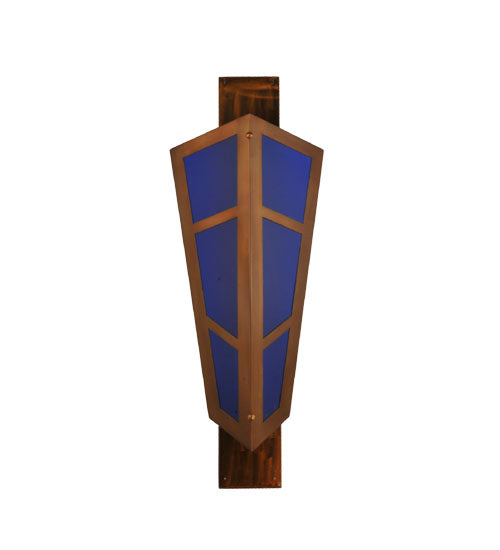 Meyda Lighting Deep Polaris 17" LED Transparent Copper Wall Sconce With Blue Sapphire Idalight Shade Glass