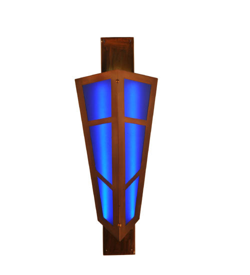 Meyda Lighting Deep Polaris 17" LED Transparent Copper Wall Sconce With Blue Sapphire Idalight Shade Glass