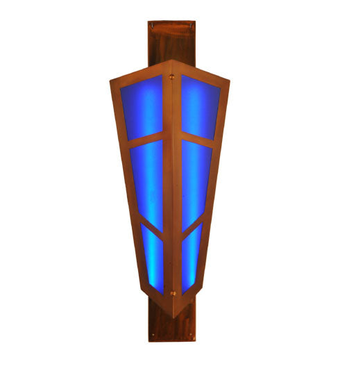 Meyda Lighting Deep Polaris 17" LED Transparent Copper Wall Sconce With Blue Sapphire Idalight Shade Glass