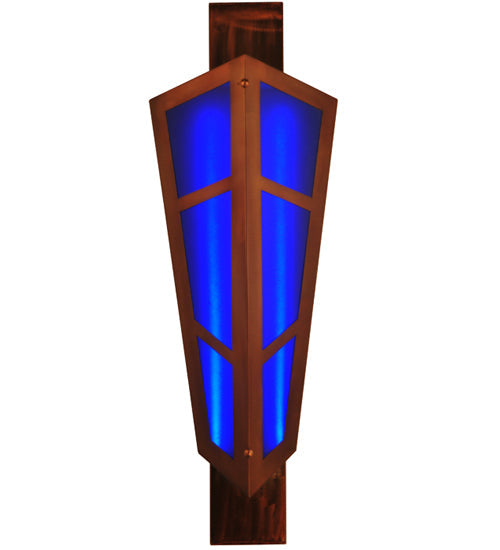 Meyda Lighting Deep Polaris 17" LED Transparent Copper Wall Sconce With Blue Sapphire Idalight Shade Glass