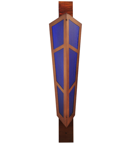 Meyda Lighting Deep Polaris 18" 2-Light Transparent Copper Wall Sconce With Blue Shade Glass