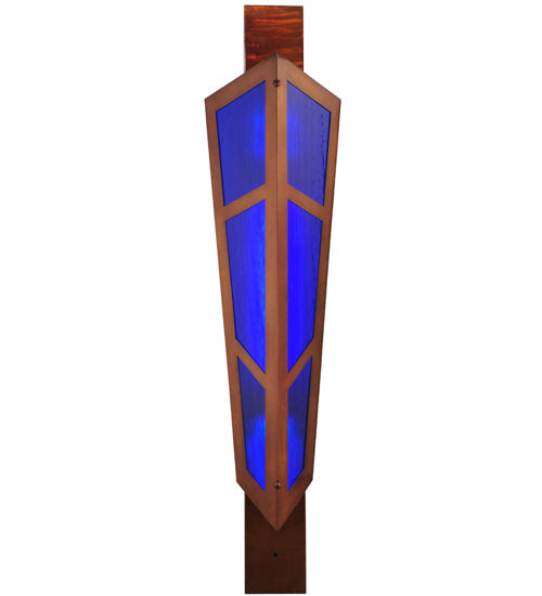 Meyda Lighting Deep Polaris 18" 2-Light Transparent Copper Wall Sconce With Blue Shade Glass