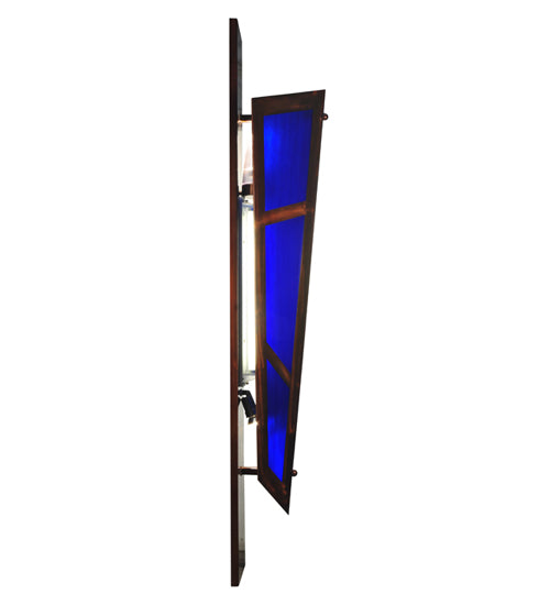 Meyda Lighting Deep Polaris 18" 2-Light Transparent Copper Wall Sconce With Blue Shade Glass
