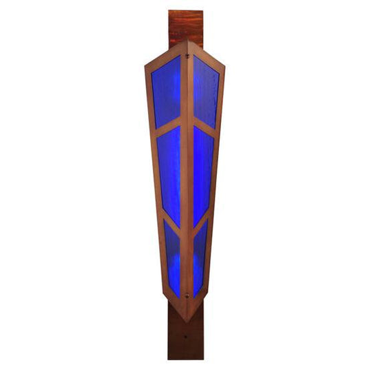 Meyda Lighting Deep Polaris 18" 2-Light Transparent Copper Wall Sconce With Blue Shade Glass