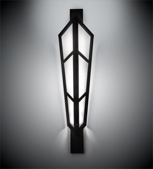 Meyda Lighting Deep Polaris 20" 8-Light Textured Black Wall Sconce With White Statuario Idalight Shade Glass