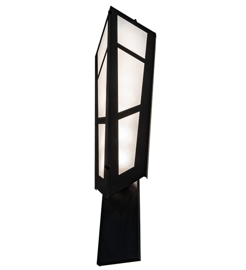 Meyda Lighting Deep Polaris 20" 8-Light Textured Black Wall Sconce With White Statuario Idalight Shade Glass