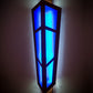 Meyda Lighting Deep Polaris 20" LED Transparent Copper Over Extreme Chrome Wall Sconce With Blue Sapphire Idalight Shade Glass