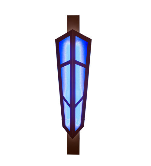 Meyda Lighting Deep Polaris 20" LED Transparent Copper Over Extreme Chrome Wall Sconce With Blue Sapphire Idalight Shade Glass