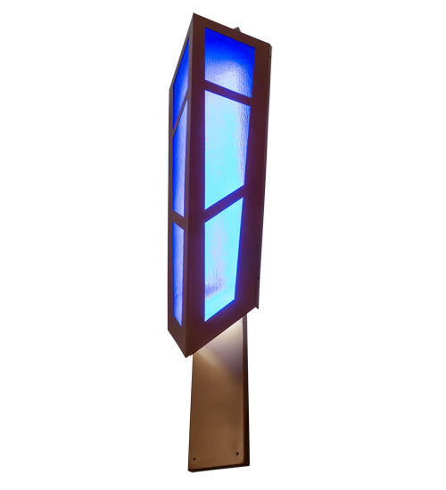 Meyda Lighting Deep Polaris 20" LED Transparent Copper Over Extreme Chrome Wall Sconce With Blue Sapphire Idalight Shade Glass