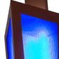 Meyda Lighting Deep Polaris 20" LED Transparent Copper Over Extreme Chrome Wall Sconce With Blue Sapphire Idalight Shade Glass