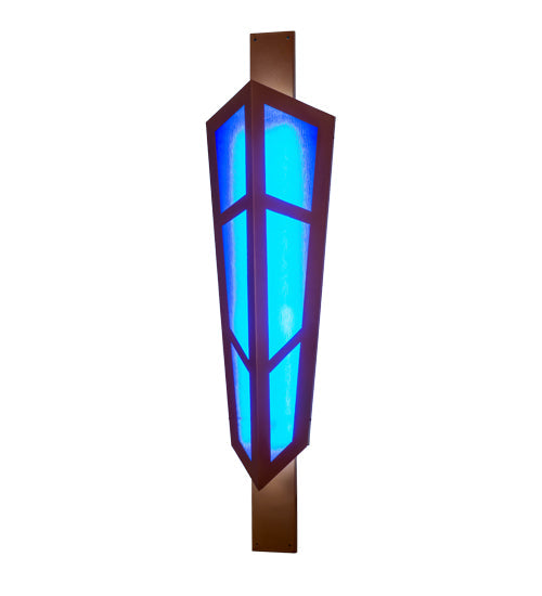 Meyda Lighting Deep Polaris 20" LED Transparent Copper Over Extreme Chrome Wall Sconce With Blue Sapphire Idalight Shade Glass