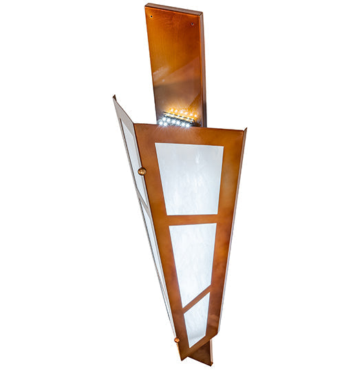 Meyda Lighting Deep Polaris 20" LED Transparent Copper Over Extreme Chrome Wall Sconce With White Angelwing Idalight Shade