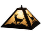 Meyda Lighting Deer 16" Textured Black Frame With Beige Art Shade Glass