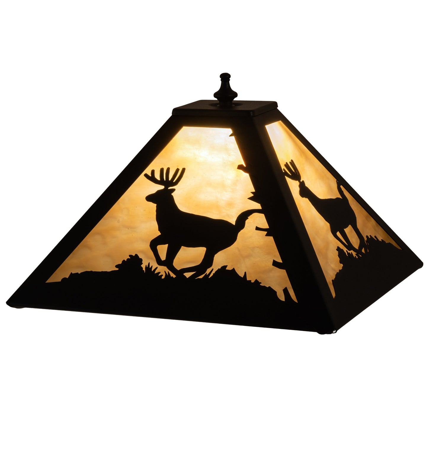 Meyda Lighting Deer 16" Textured Black Frame With Beige Art Shade Glass