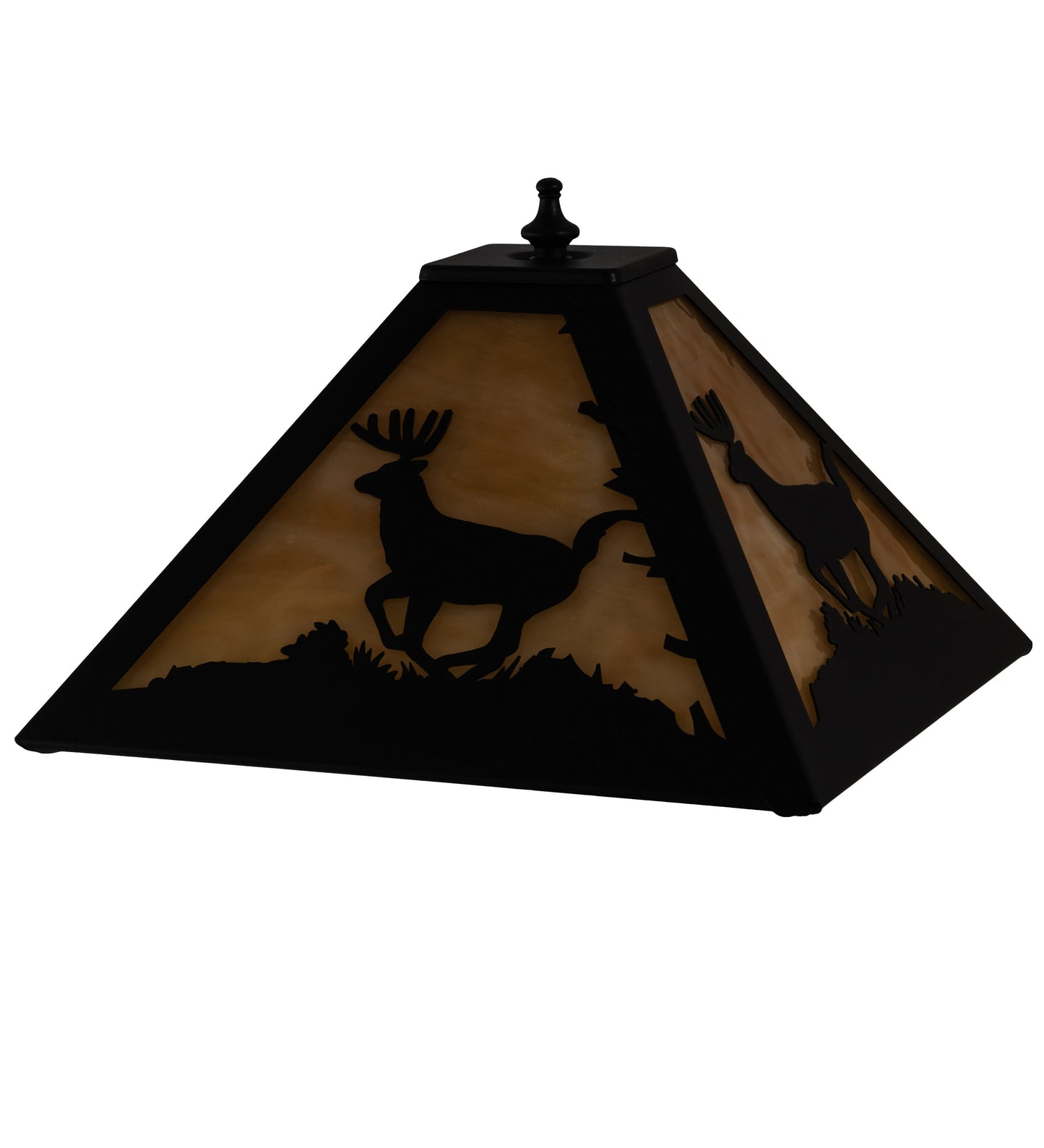 Meyda Lighting Deer 16" Textured Black Frame With Beige Art Shade Glass