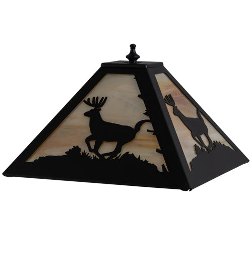 Meyda Lighting Deer 16" Textured Black Frame With Beige Iridescent Shade Glass