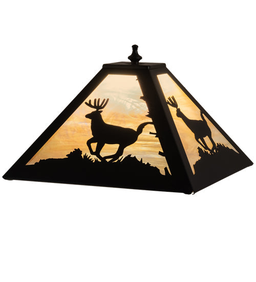 Meyda Lighting Deer 16" Textured Black Frame With Beige Iridescent Shade Glass