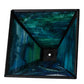 Meyda Lighting Deer 16" Textured Black Frame With Green & Blue Shade Glass