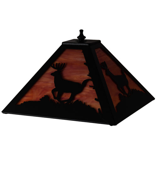 Meyda Lighting Deer 16" Textured Black Frame With Orange Shade Glass