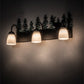 Meyda Lighting Deer 27" 3-Light Textured Black & Green Trees Vanity Light With White Opal Shade Glass