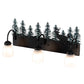 Meyda Lighting Deer 27" 3-Light Textured Black & Green Trees Vanity Light With White Opal Shade Glass