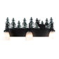 Meyda Lighting Deer 27" 3-Light Textured Black & Green Trees Vanity Light With White Opal Shade Glass
