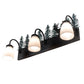Meyda Lighting Deer 27" 3-Light Textured Black & Green Trees Vanity Light With White Opal Shade Glass