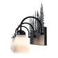 Meyda Lighting Deer 27" 3-Light Textured Black & Green Trees Vanity Light With White Opal Shade Glass