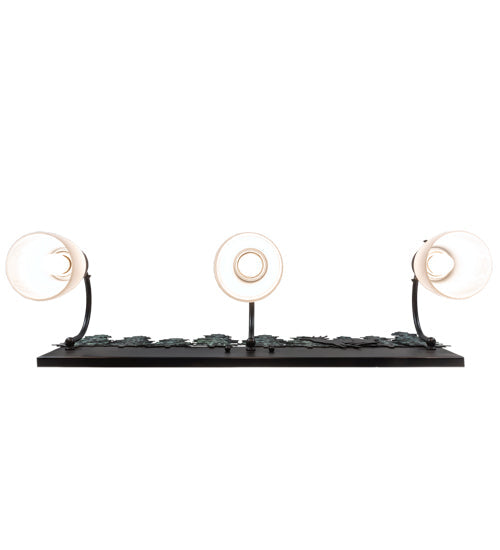 Meyda Lighting Deer 27" 3-Light Textured Black & Green Trees Vanity Light With White Opal Shade Glass