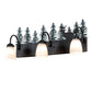 Meyda Lighting Deer 27" 3-Light Textured Black & Green Trees Vanity Light With White Opal Shade Glass