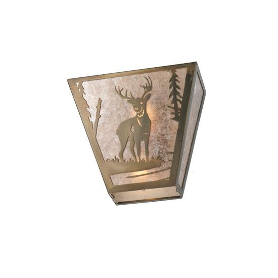 Meyda Lighting Deer Creek 108590 13" 2-Light Antique Copper Wall Sconce With Silver Mica Shade Glass
