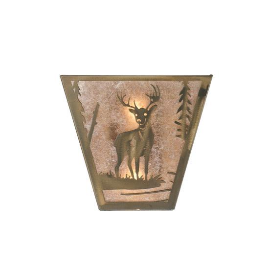 Meyda Lighting Deer Creek 108590 13" 2-Light Antique Copper Wall Sconce With Silver Mica Shade Glass