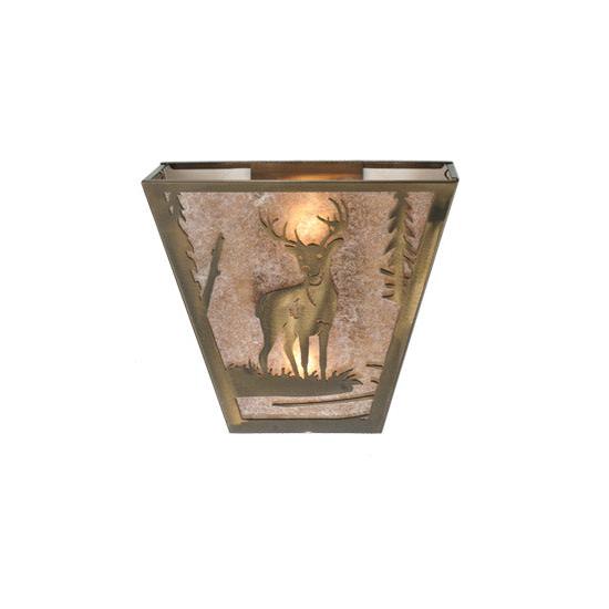 Meyda Lighting Deer Creek 108590 13" 2-Light Antique Copper Wall Sconce With Silver Mica Shade Glass