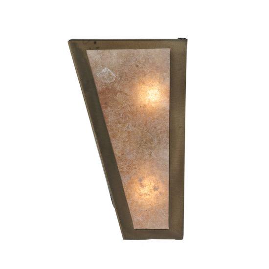 Meyda Lighting Deer Creek 108590 13" 2-Light Antique Copper Wall Sconce With Silver Mica Shade Glass