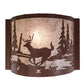 Meyda Lighting Deer Creek 12" Rust Wall Sconce With Silver Mica Shade Glass