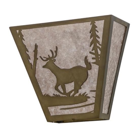 Meyda Lighting Deer Creek 13" 2-Light Antique Copper Wall Sconce With Silver Mica Shade Glass