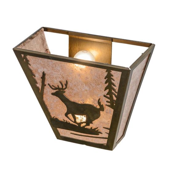 Meyda Lighting Deer Creek 13" 2-Light Antique Copper Wall Sconce With Silver Mica Shade Glass