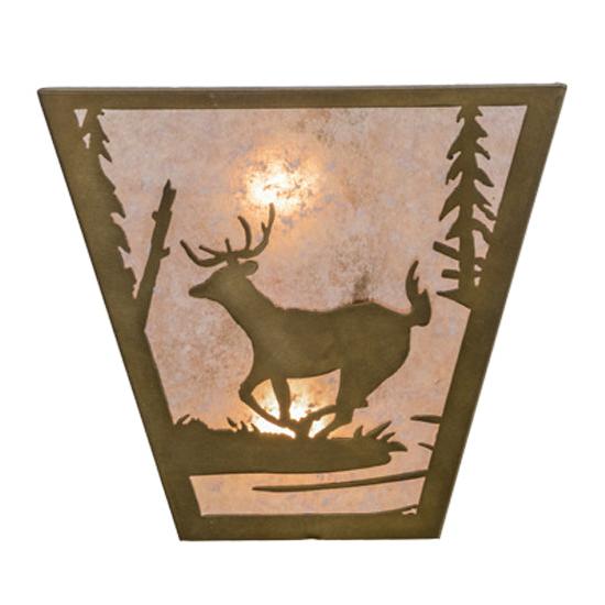 Meyda Lighting Deer Creek 13" 2-Light Antique Copper Wall Sconce With Silver Mica Shade Glass